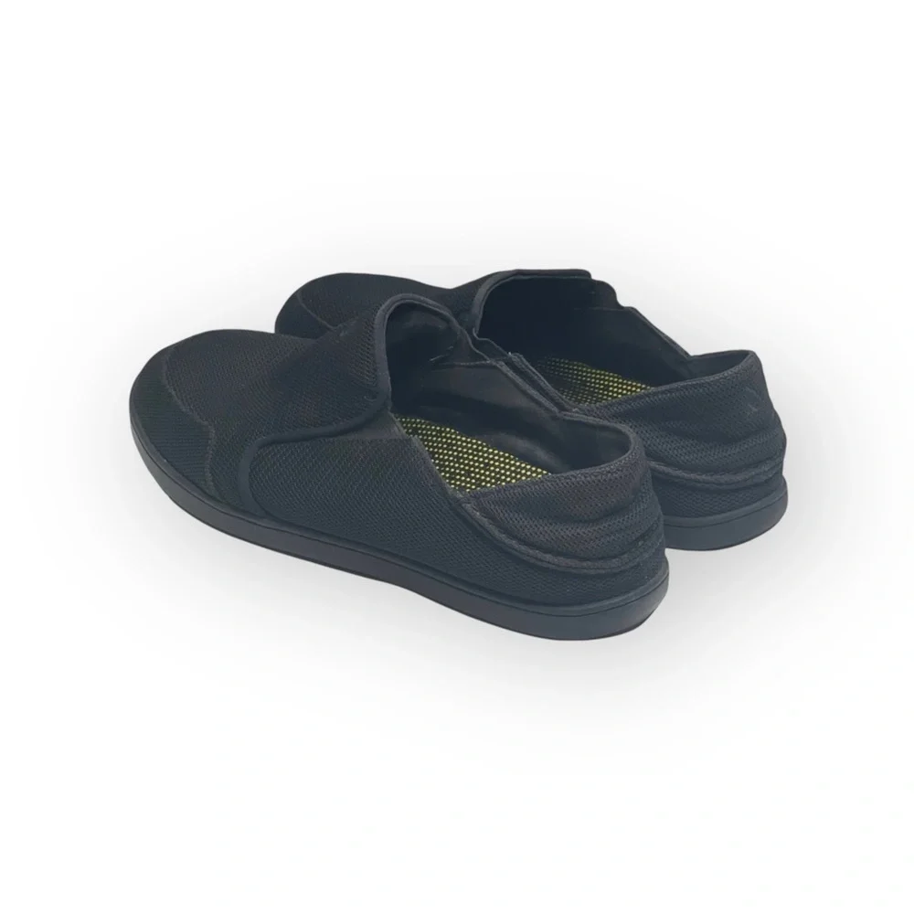 Rare: OluKai ʊ Nohea Mesh Drop In Heel Boat Shoes Sneakers ʊ  All Black ʊ 9